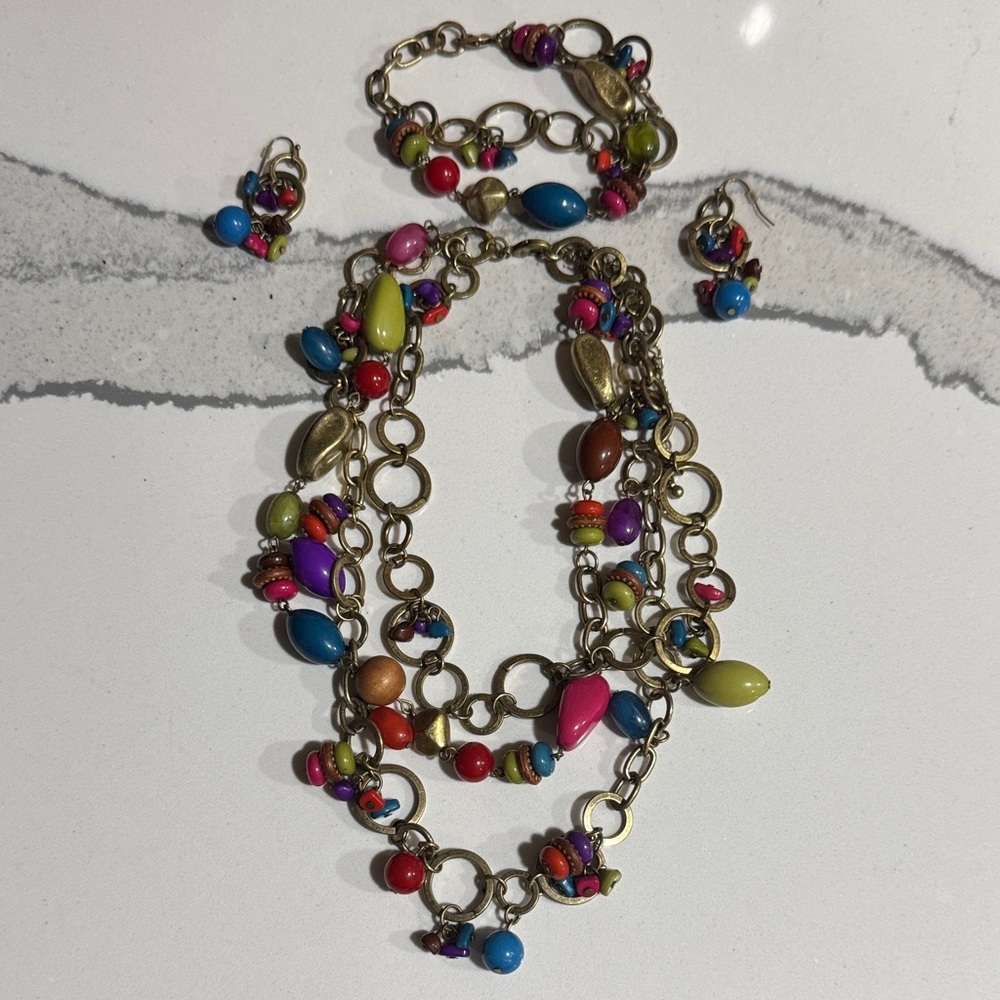 Premier Designs Multi-Color Beaded Necklace Set